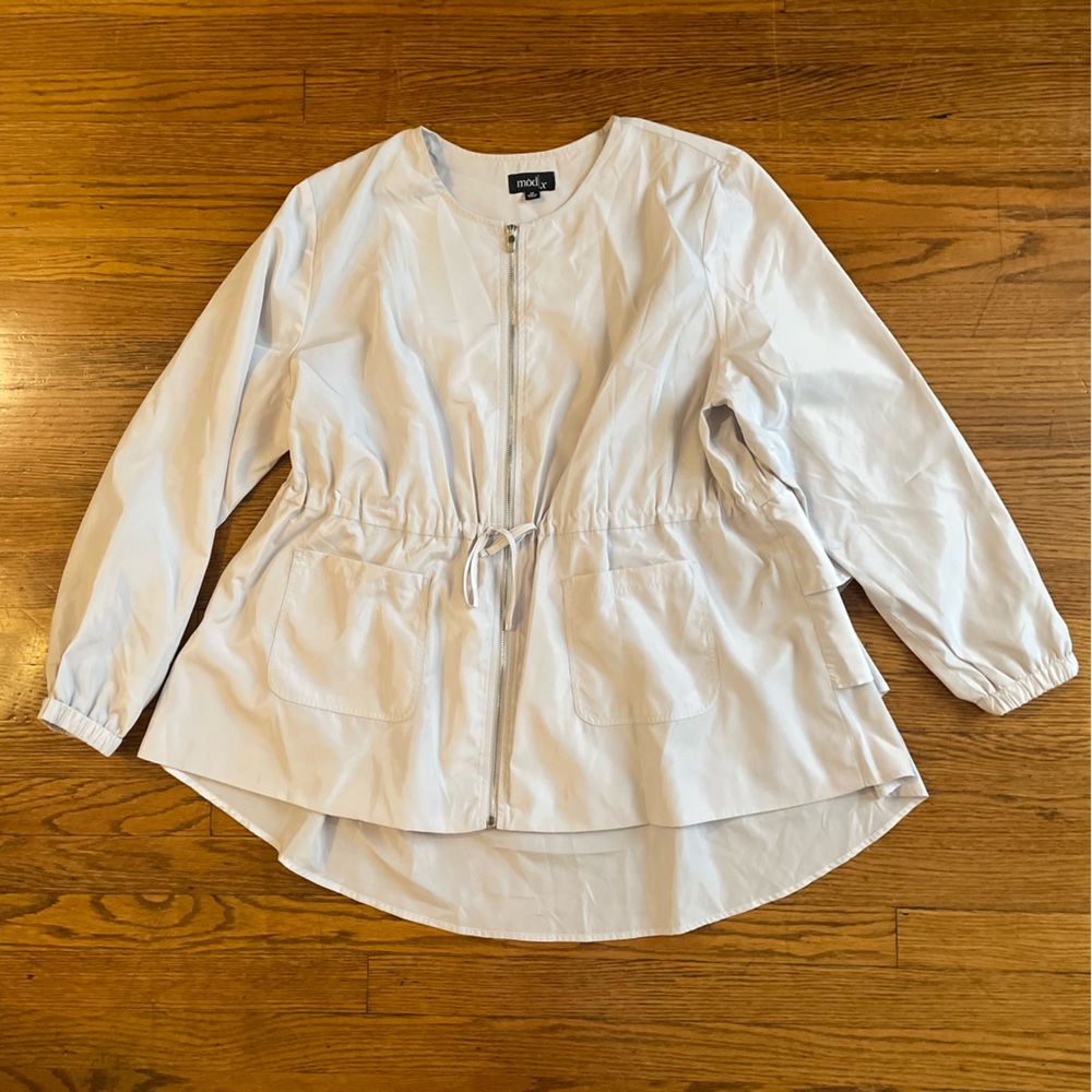 Mod x Light Gray Full Zip-Up Windbreaker Jacket